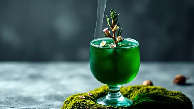 Absinthe Inspired Green Goblet: Lush Aromatic Herbal Mixology