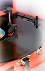 turntable playing vinyl record vertical image