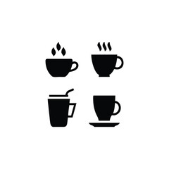 Obraz premium Coffee Cup Vector Icons Set Flat and Silhouette Coffee and Tea Cup Icons for Café, Restaurant, and Beverage Designs
