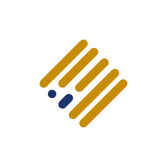 Geometric Design with Golden Brown Diagonal Stripes and Dark Blue Dots on Transparent Background