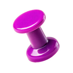 Vibrant Thumbtack: A vivid purple thumbtack, a simple yet essential tool for organization, stands out with its bright color and functional design.