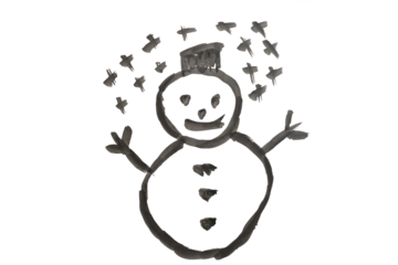 Weather sign painted with watercolor paint, snowman.