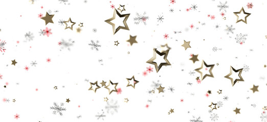 Obraz premium Decorative design featuring gold stars and snowflakes. A perfect holiday or celebration background for various creative projects.