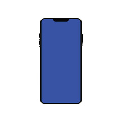 Flat Smartphone mokeup with blank blue screen.Perfect for UI design,presentation,and digital technology concept.