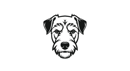 Black and white dog head logo on white background canine