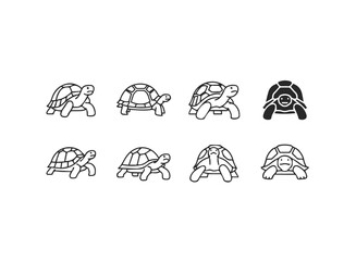 Set of Cute Turtle Icons and Illustrations.