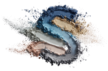 Colorful eyeshadow powder swirls