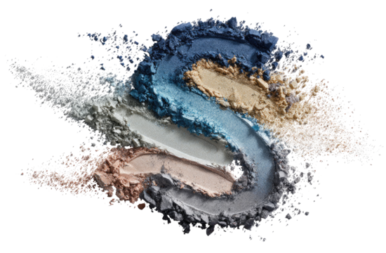 Colorful eyeshadow powder swirls