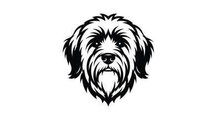 Black and white dog head logo on white background Keywords: dog, animal, pet, canine, mammal, dog