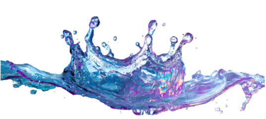 Vibrant liquid splash, iridescent hues