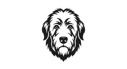 Black and white dog head logo on white background puppy
