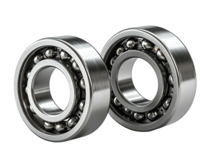 Close-up of two metal ball bearings