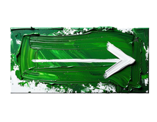 Painted green arrow sign