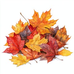 Fototapeta premium Pile of autumn leaves leaf illustration nature.