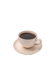 Obraz premium Creamy coffee in a simple white cup and saucer