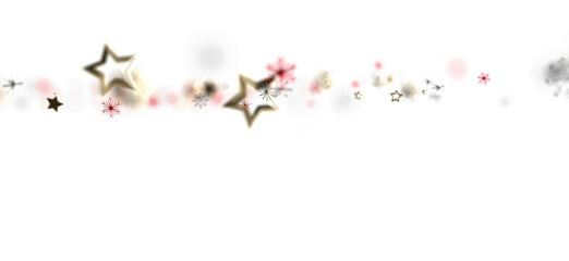 Abstract Christmas or Winter Holiday background design featuring stars, snowflakes, and sparkles on a white background. Ideal for festive greeti