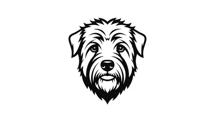 Black and white dog head mascot illustration animal