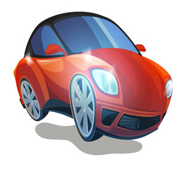 Naklejka premium Cartoon street racing car vehicle on white background illustration for children