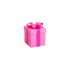 Obraz premium Pink gift box isolated on transparent background