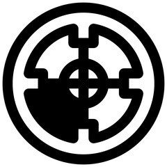 Scope. Outlined stroke vector icon with black-filled details.