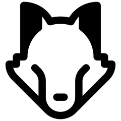 Wolf. Outlined stroke vector icon with black-filled details.