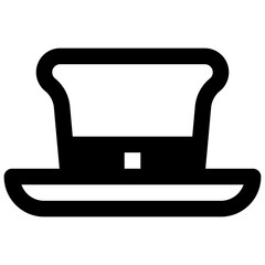 Top hat. Outlined stroke vector icon with black-filled details.