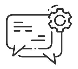 Chat bubble and gear icon representing messaging integration and settings