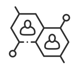 Abstract network design with human silhouettes in hexagons