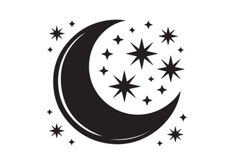 Moon and stars Icon, Moon and stars vector Design