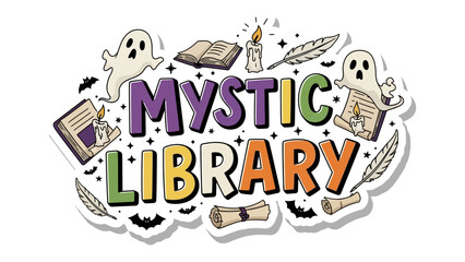 Mystic Library Logo: A whimsical logo that encapsulates the essence of mystique and knowledge, with imagery of spell books and candles to set a captivating atmosphere.