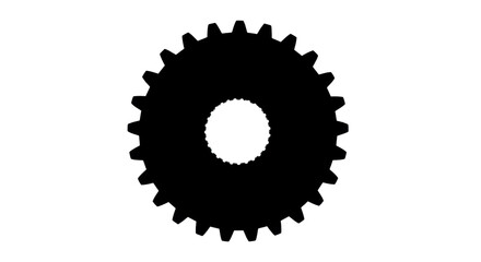 Black silhouette of a gear with teeth isolated PNG with Transparent Background