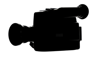 Silhouette of vintage analog camcorder for home video recording isolated PNG with Transparent Background