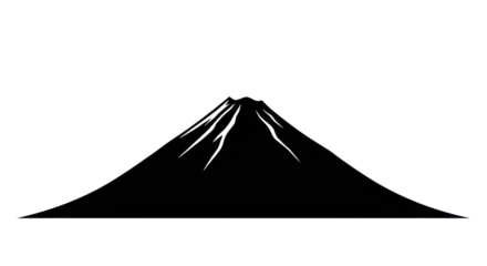 Mount Fuji silhouette vector illustration isolated PNG with Transparent Background