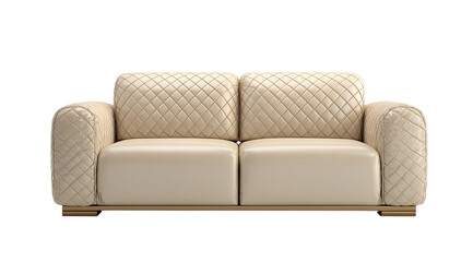 Obraz premium Light beige two-seater sofa with quilted diamond pattern