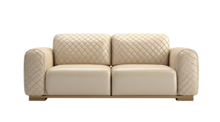 Light beige two-seater sofa with quilted diamond pattern