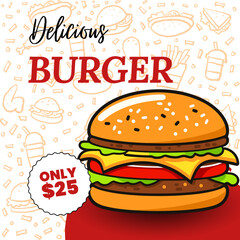 Burger poster and flyer templates. Templates for marketing, advertising, banners, and posters.