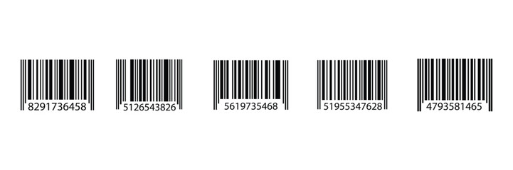 Barcode icon set vector  on white background. scan, product, retail, identification, number, symbol, label, price, tag, data, information, reader, scanner, symbol.