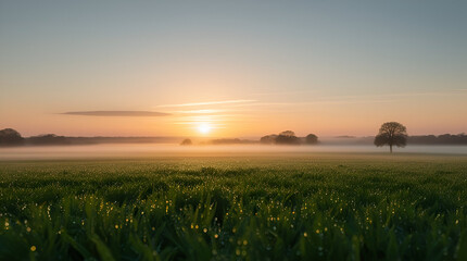 Fototapeta premium sunset over the field