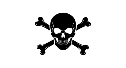 Skull and crossbones danger sign isolated PNG with Transparent Background