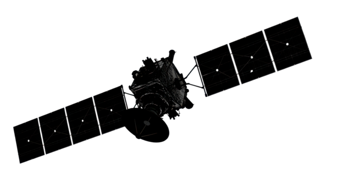 Satellite flying in space isolated PNG with Transparent Background