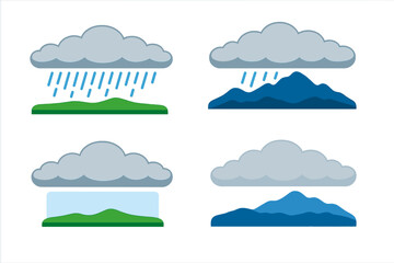 Colorful Stratus Cloud Layer. Isometric vector illustration set Stratus Cloud Layer: thick horizontal cloud layer stretching