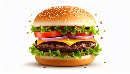 Delicious Burger Isolated on White