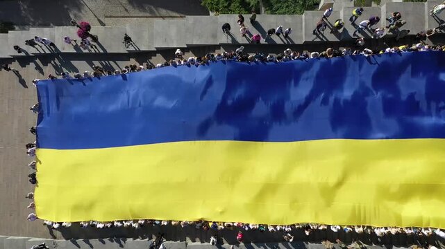 Potemkin Stairs in Odesa United Under the Ukrainian Flag