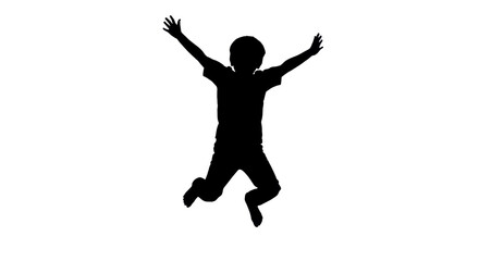 Silhouette of boy jumping with joy isolated PNG with Transparent Background