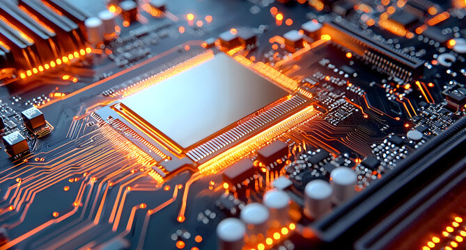 Glows with power vibrant circuits inside modern technology - Powered by Adobe