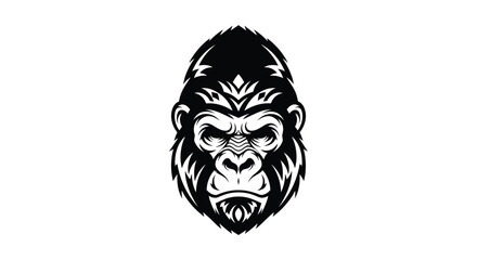 Black and white gorilla head illustration primate animal