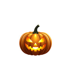 Fototapeta premium “Halloween Night Party Background with Glowing Jack-O’-Lantern Face and Flying Bats Hanging from Top — Transparent PNG Template”
