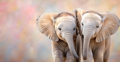 Adorable baby elephants close up, captivating curious gaze