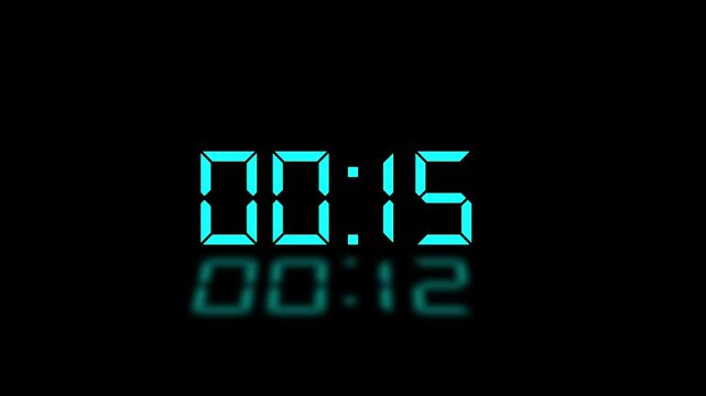 Countdown Digital Clock Animation 20 to 0 second Countdown digital clock timer icon.Animation of glowing 20 to 0 second countdown timer. minute stopwatch,analog clock icon animation. 4k video