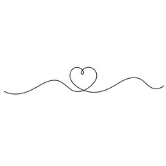 Heart icon continuous one line drawing of outline vector illustration